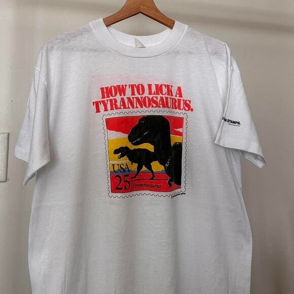Vintage 1989 Tyrannosaurus USPS Stamp Shirt - Picture 2 of 7